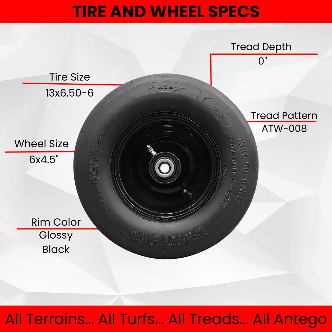 13x6.50-6 4 Ply Smooth with 6x4.5 Black Wheel Assembly (Set of 2)
