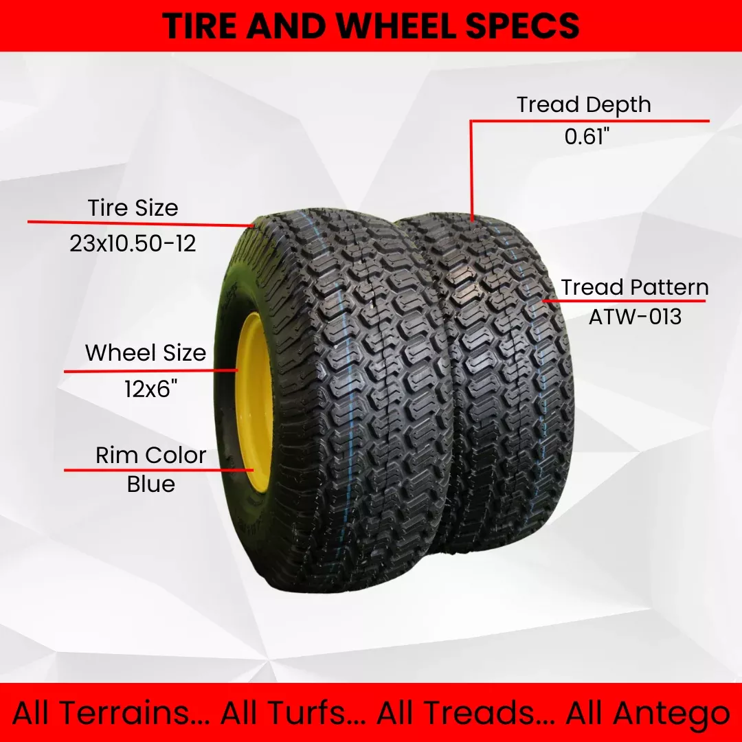 23x10.50-12 4 Ply with 12x6 Blue Aluminum Wheel and Tire Assembly for Golf Cart (Set of 4)