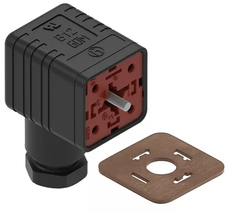 Hirschmann GDM 3014 J Black Form A Valve Connector, 4 Pin, 1/2" NPT Cable Entry, EPDM Flat Gasket