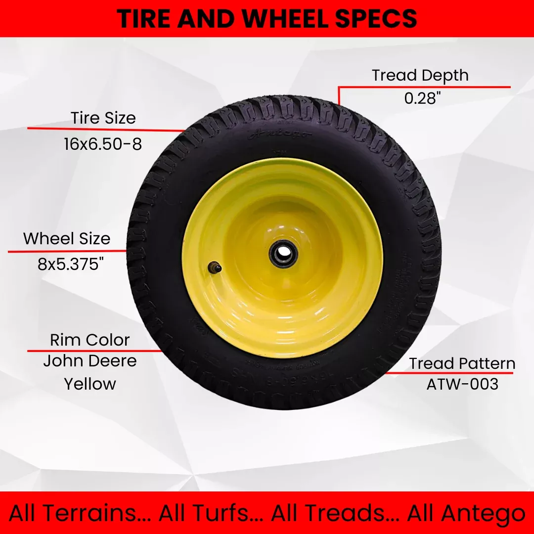 (Set of 4) 16x6.50-8 Turf Tire & Wheel Assembly .75 Precision Ball Bearing - ATW-003