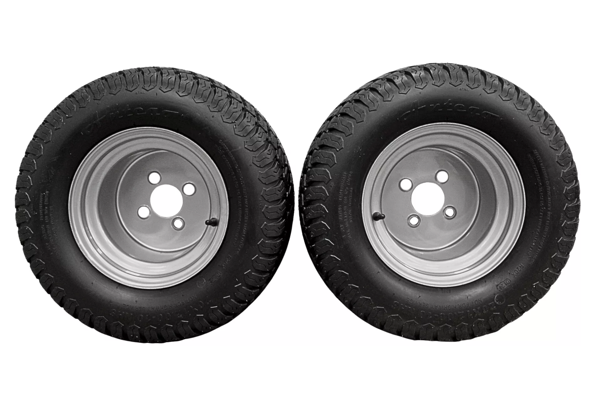 (Set of 4) 20x12.00-10 with 10x8.5 Hustler Chrome Silver Assembly