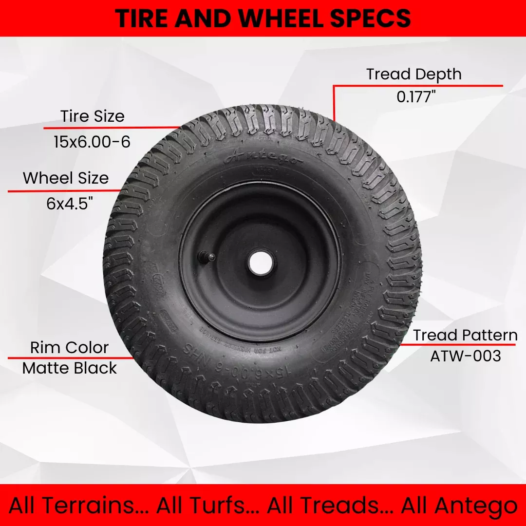 (Set of 4) Matte Black Universal Fit 15x6.00-6 Tires & Wheels 4 Ply for Lawn & Garden Mower Turf Tires .75" Bearing